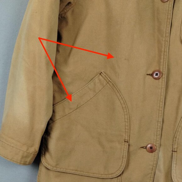 LL Bean Womens Field Winter Coat Canvas Vintage Chore Jacket Wool Linner Size L - Picture 15 of 16
